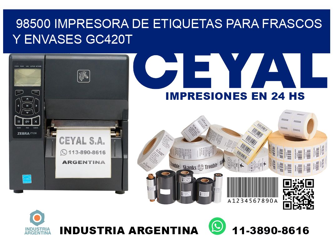 98500 impresora de etiquetas para frascos y envases GC420T