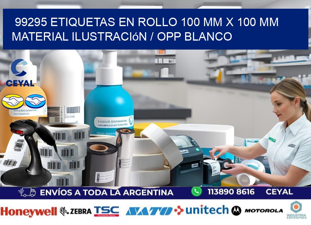 99295 Etiquetas en rollo 100 mm x 100 mm material Ilustración / OPP Blanco
