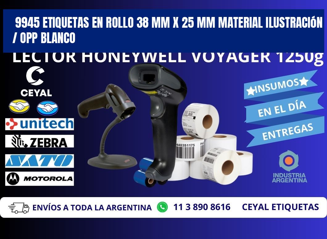 9945 Etiquetas en rollo 38 mm x 25 mm material Ilustración / OPP Blanco