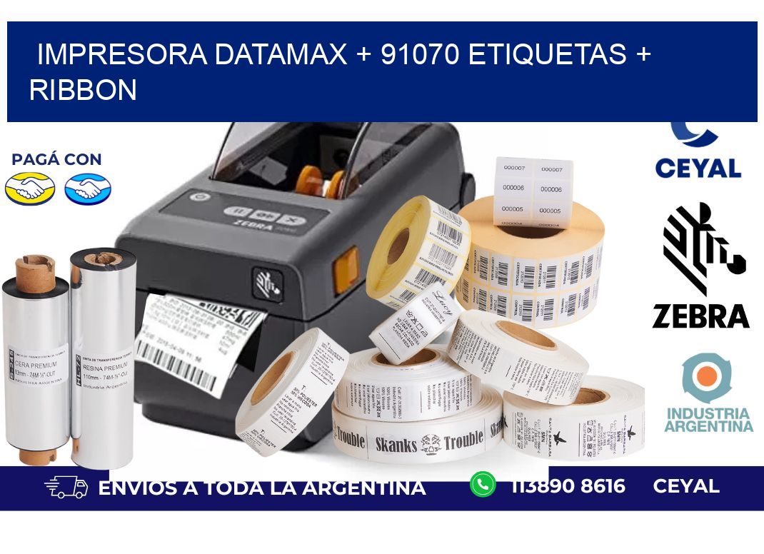 impresora DATAMAX + 91070 etiquetas + ribbon