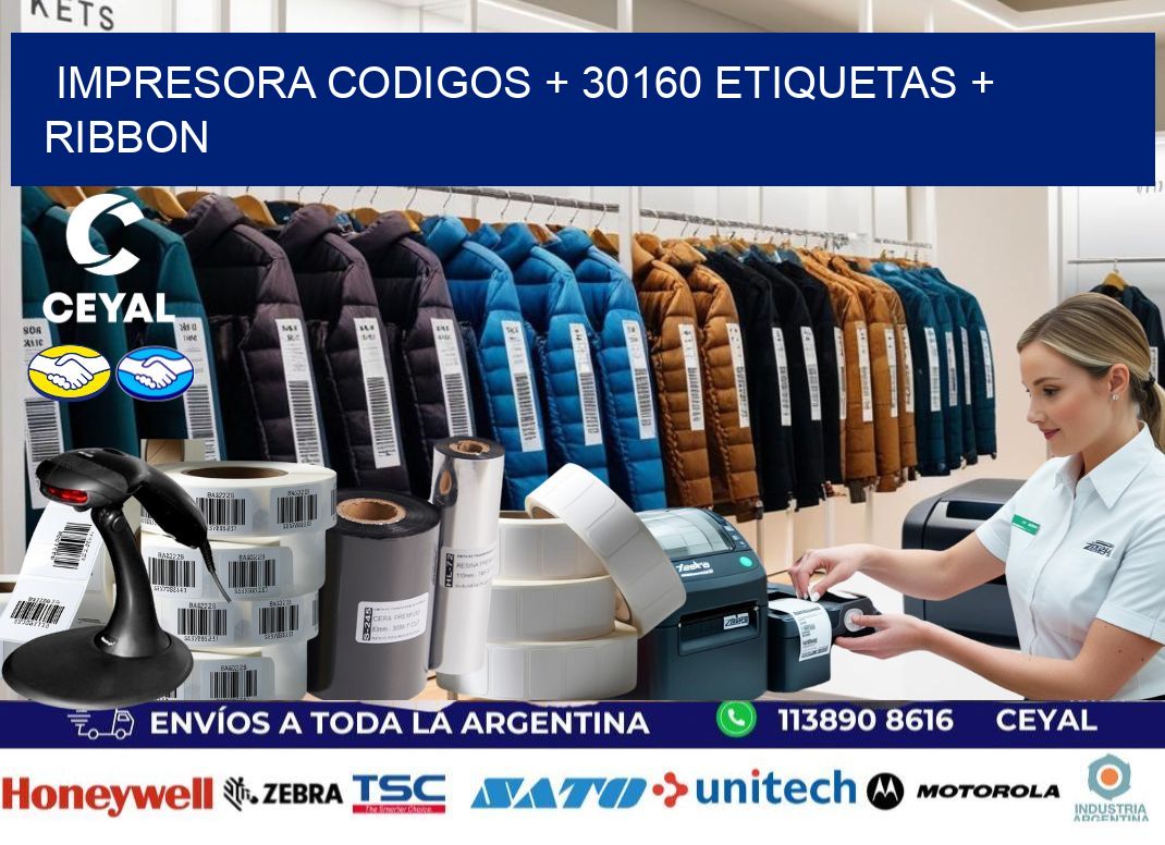 impresora codigos + 30160 etiquetas + ribbon