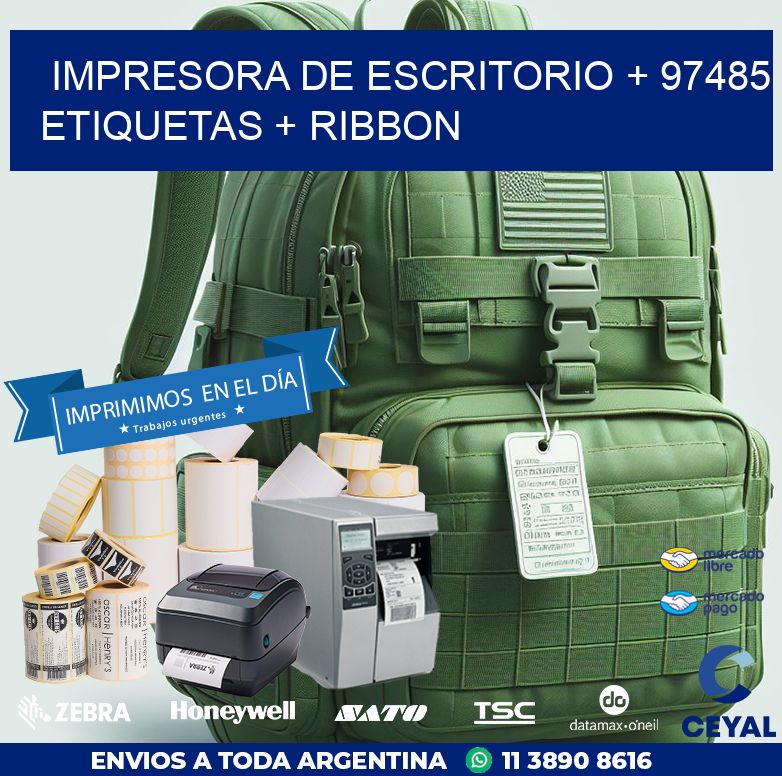 impresora de escritorio + 97485 etiquetas + ribbon