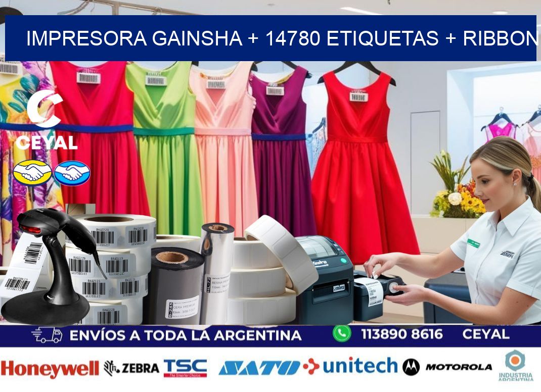 impresora gainsha + 14780 etiquetas + ribbon