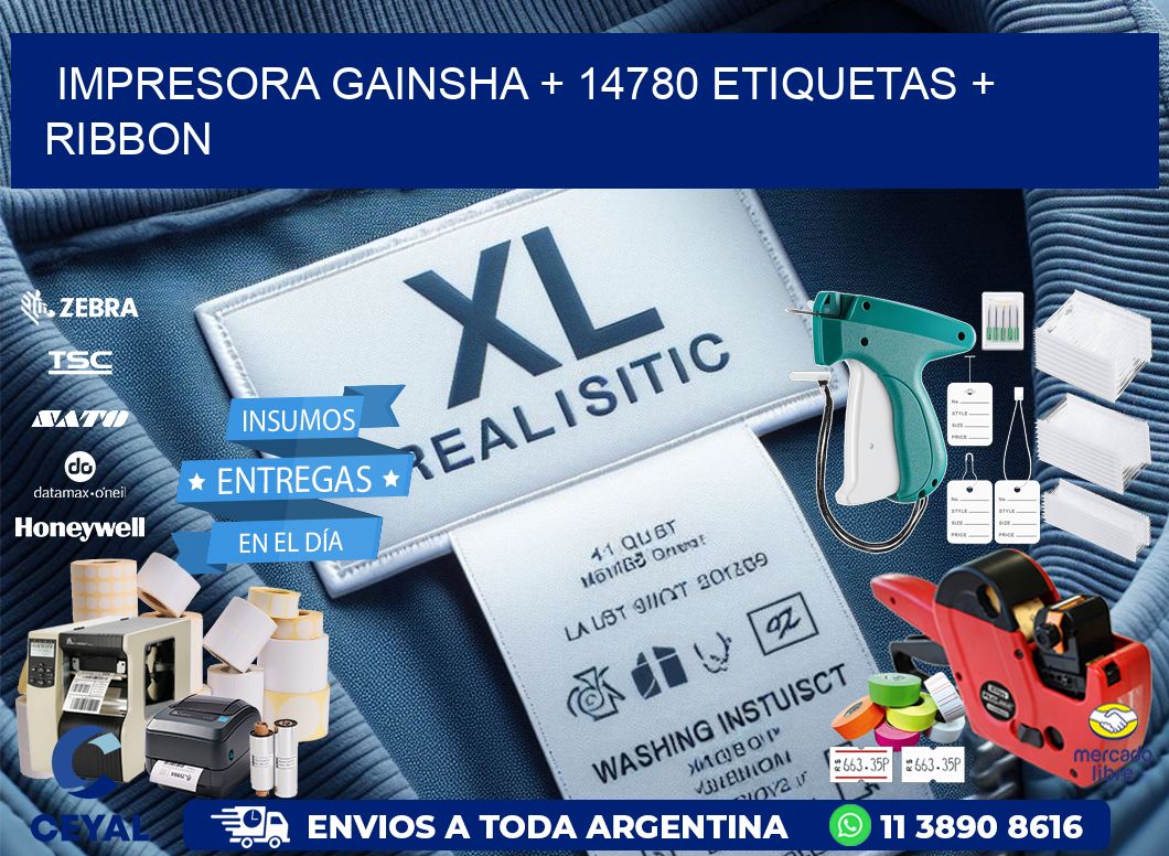impresora gainsha + 14780 etiquetas + ribbon