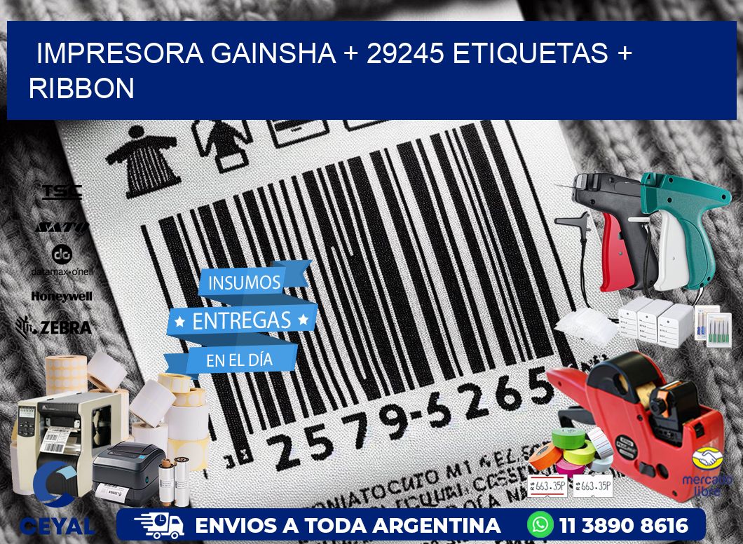 impresora gainsha + 29245 etiquetas + ribbon