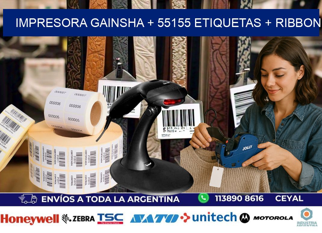 impresora gainsha + 55155 etiquetas + ribbon