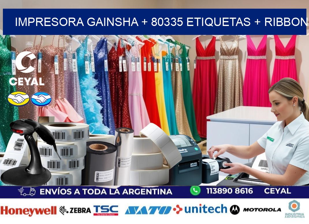 impresora gainsha + 80335 etiquetas + ribbon