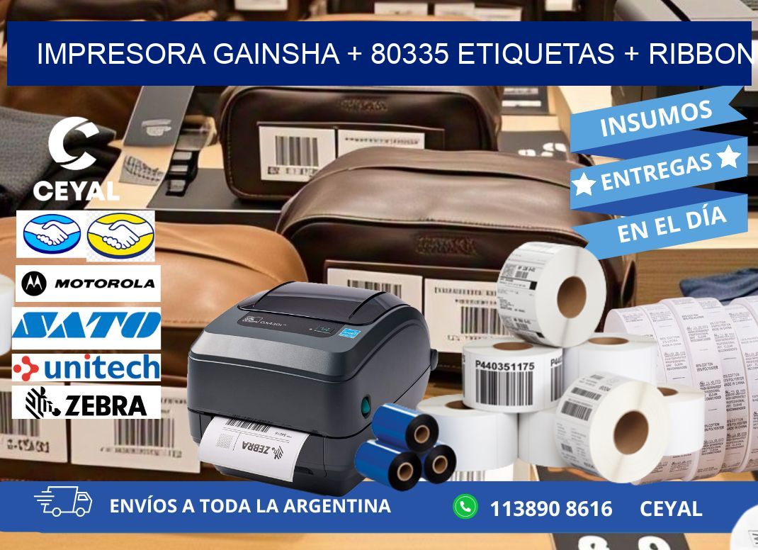 impresora gainsha + 80335 etiquetas + ribbon