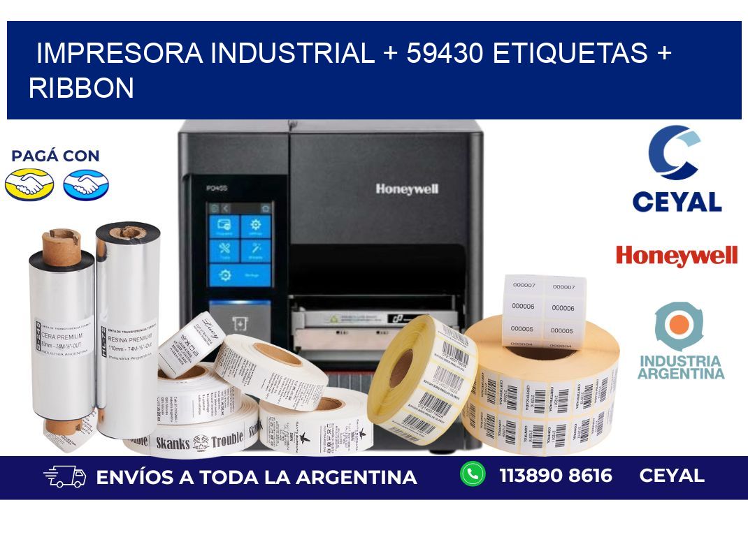 impresora industrial + 59430 etiquetas + ribbon