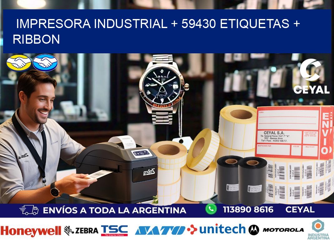 impresora industrial + 59430 etiquetas + ribbon