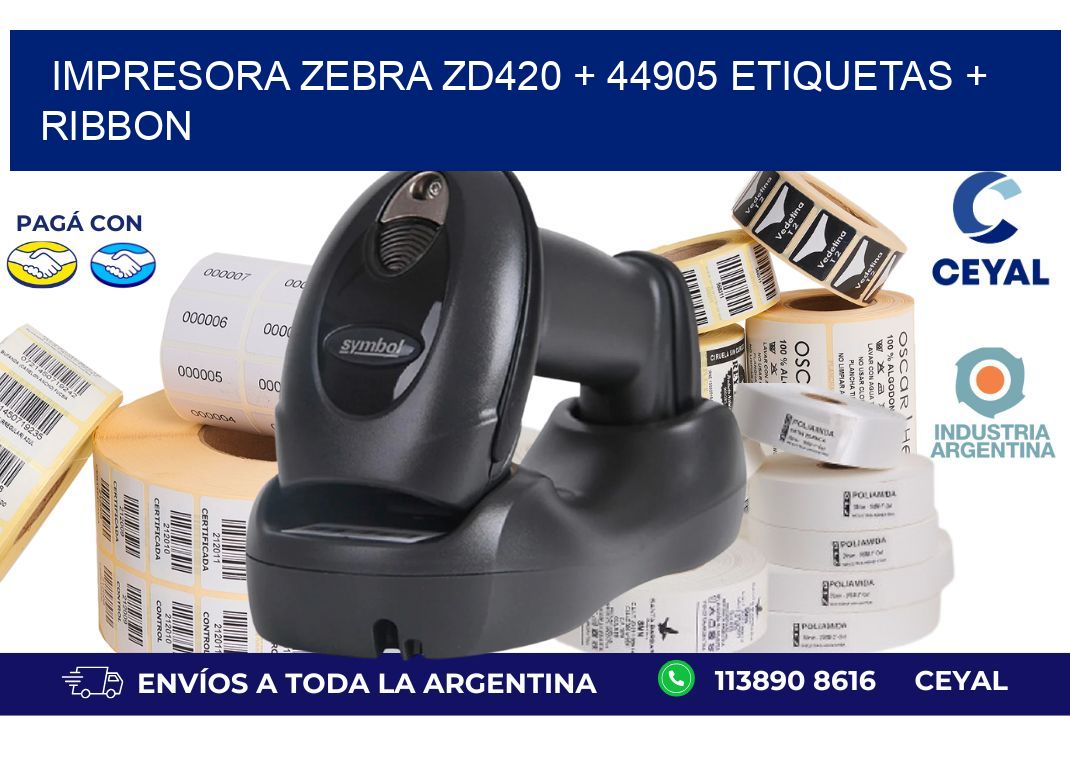 impresora zebra zd420 + 44905 etiquetas + ribbon