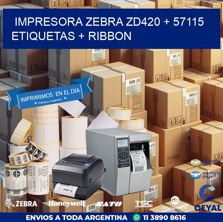 impresora zebra zd420 + 57115 etiquetas + ribbon