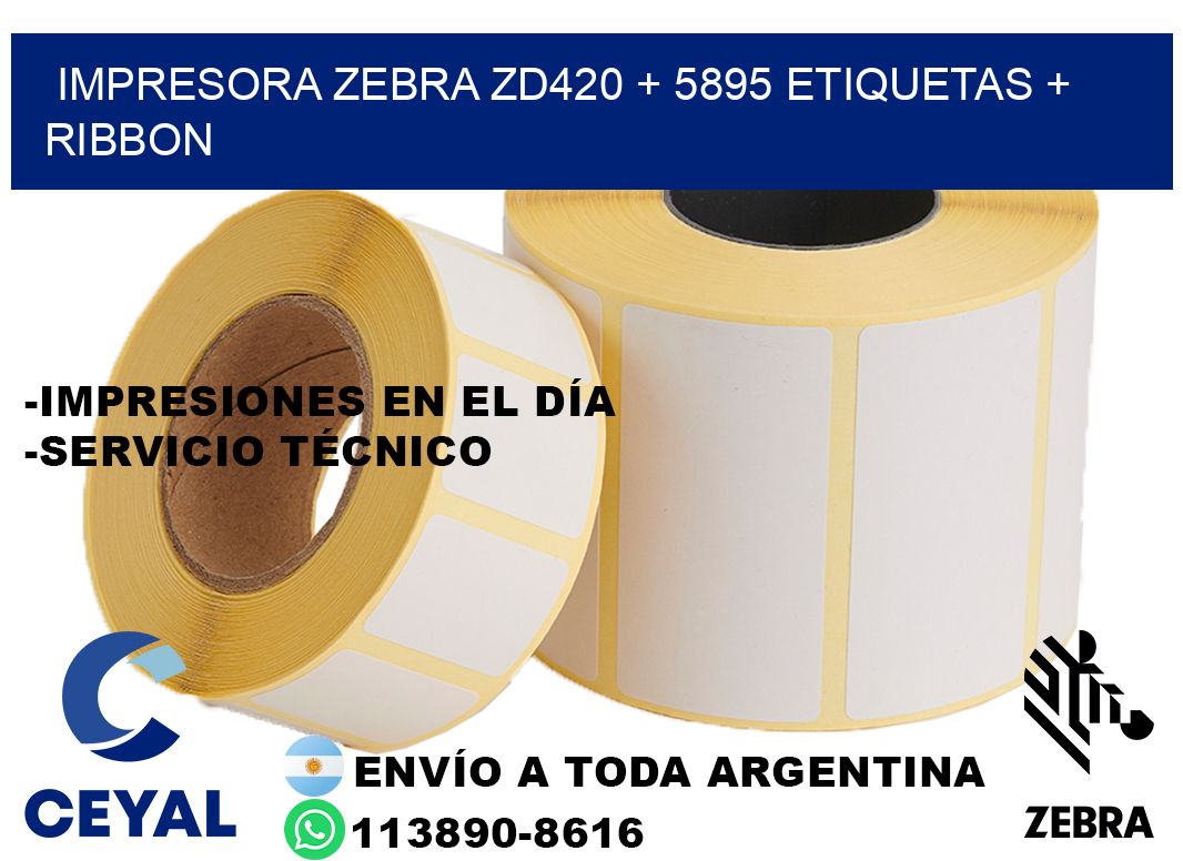 impresora zebra zd420 + 5895 etiquetas + ribbon