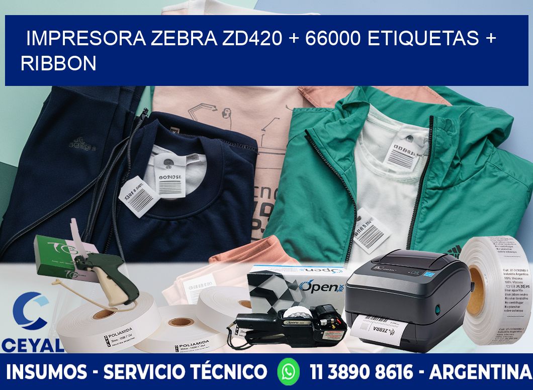 impresora zebra zd420 + 66000 etiquetas + ribbon
