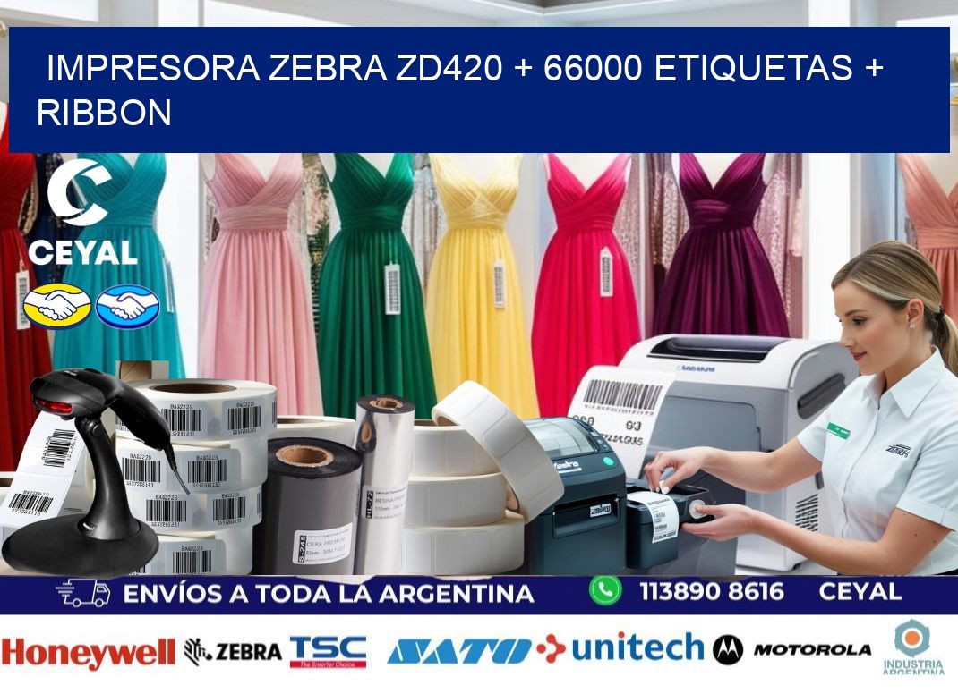 impresora zebra zd420 + 66000 etiquetas + ribbon
