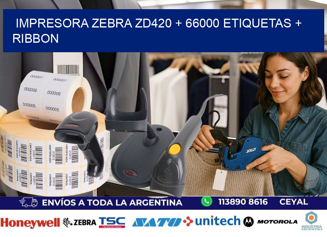 impresora zebra zd420 + 66000 etiquetas + ribbon