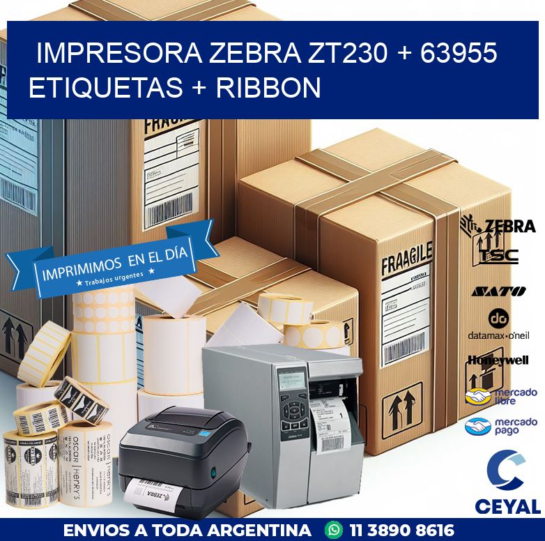 impresora zebra zt230 + 63955 etiquetas + ribbon