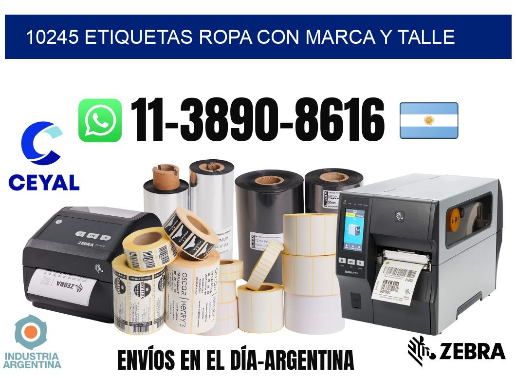 10245 Etiquetas ropa con marca y talle