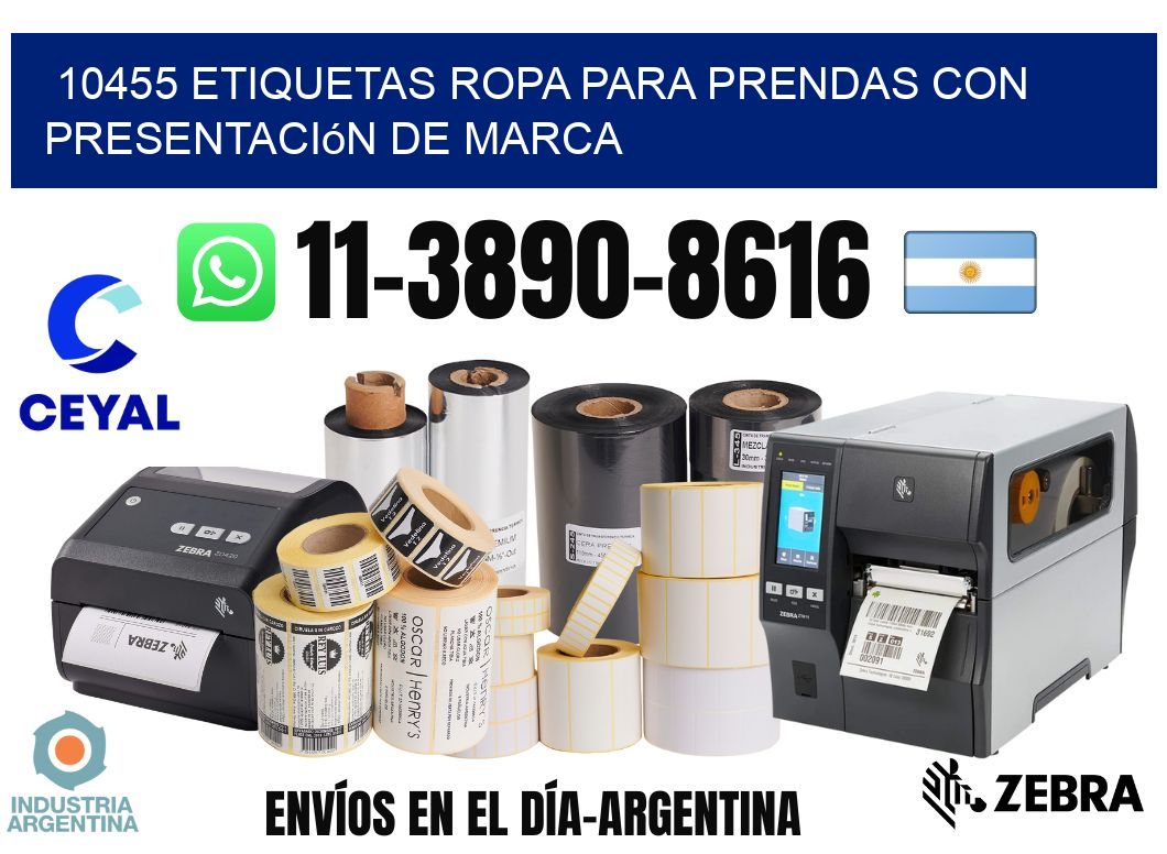 10455 Etiquetas ropa para prendas con presentación de marca