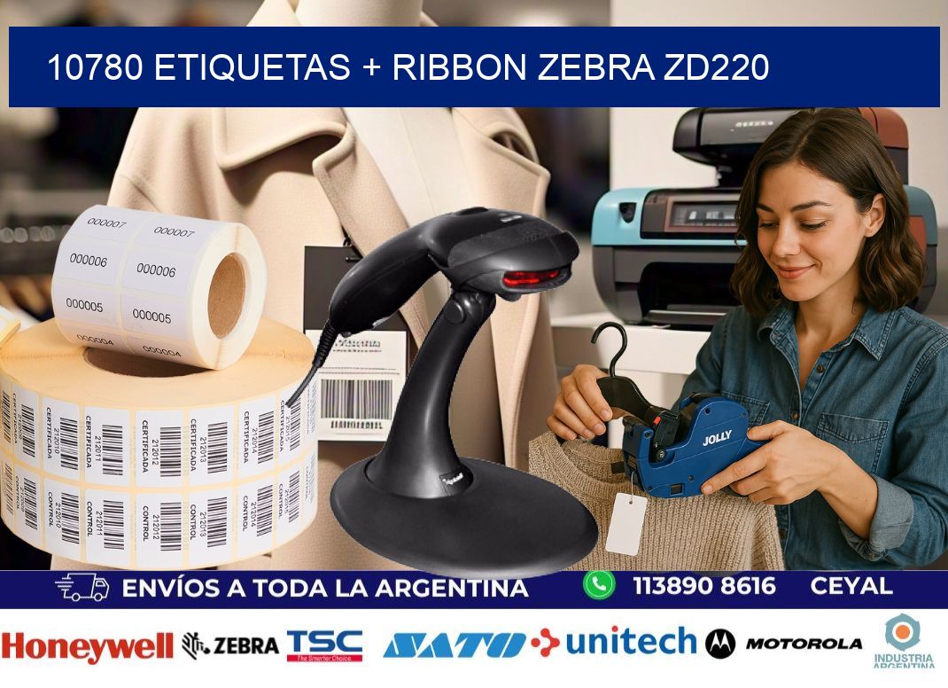 10780 etiquetas + ribbon zebra zd220
