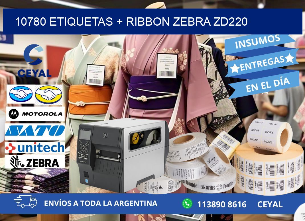 10780 etiquetas + ribbon zebra zd220