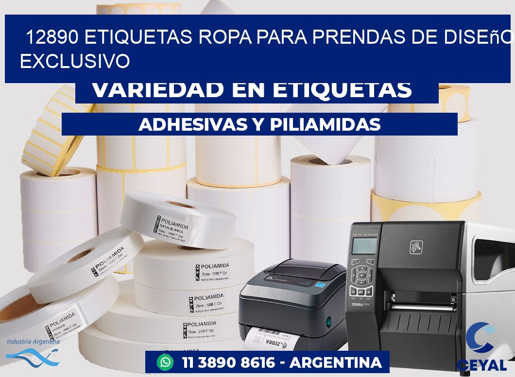 12890 Etiquetas ropa para prendas de diseño exclusivo