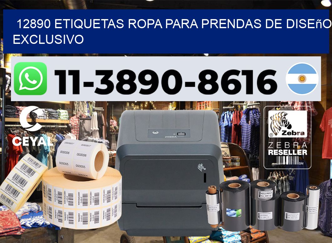 12890 Etiquetas ropa para prendas de diseño exclusivo