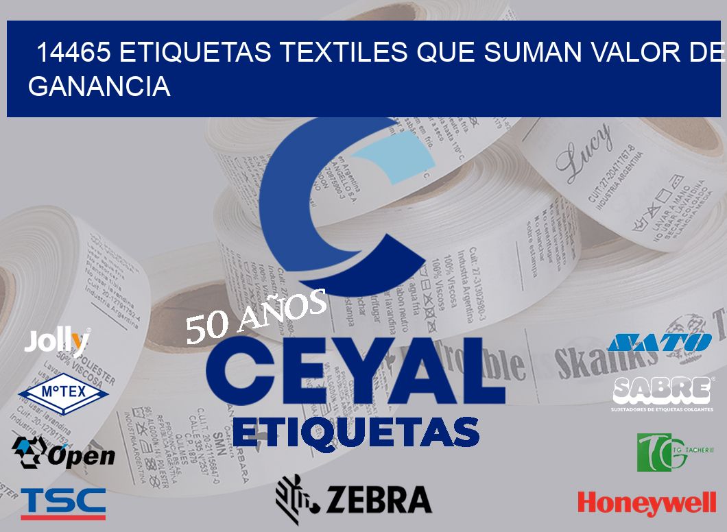 14465 Etiquetas textiles que suman valor de ganancia