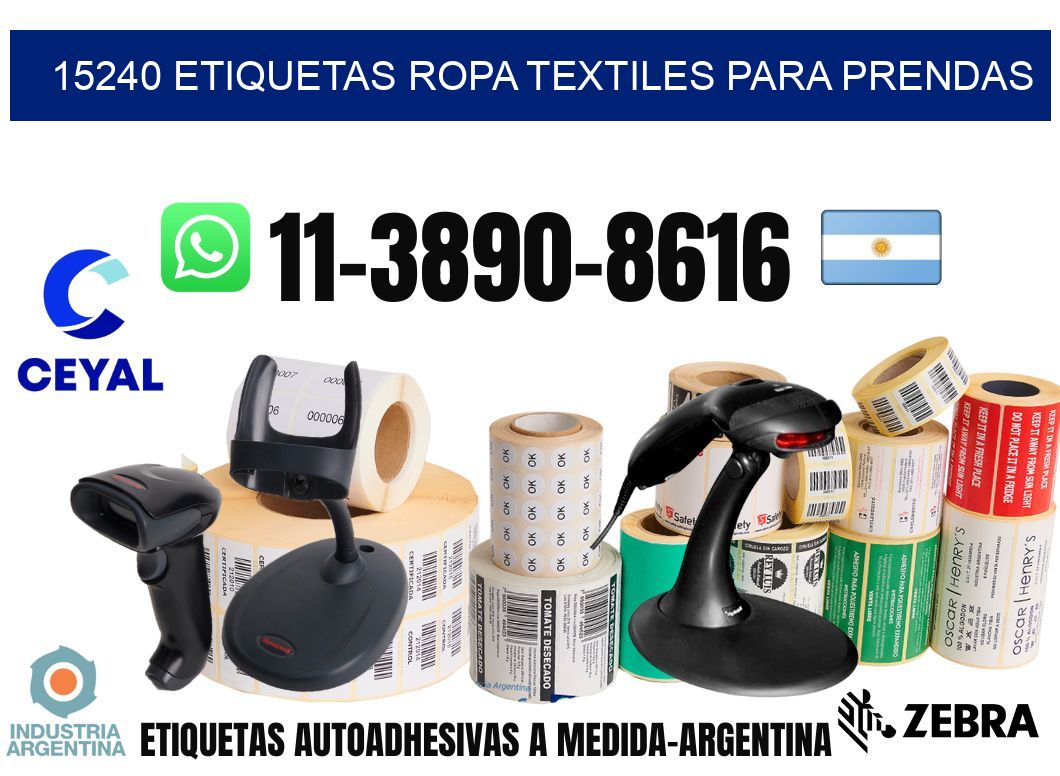15240 Etiquetas ropa textiles para prendas