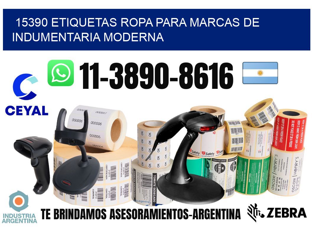 15390 Etiquetas ropa para marcas de indumentaria moderna