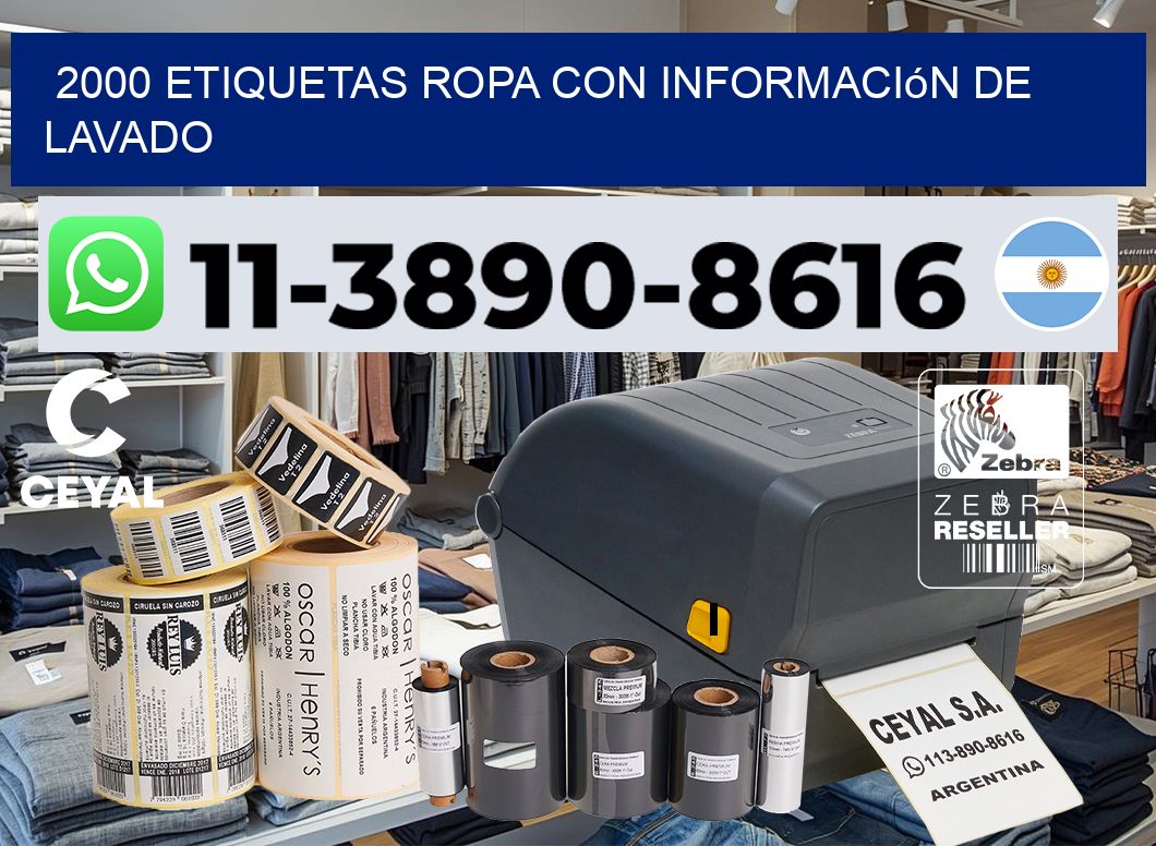 2000 Etiquetas ropa con información de lavado