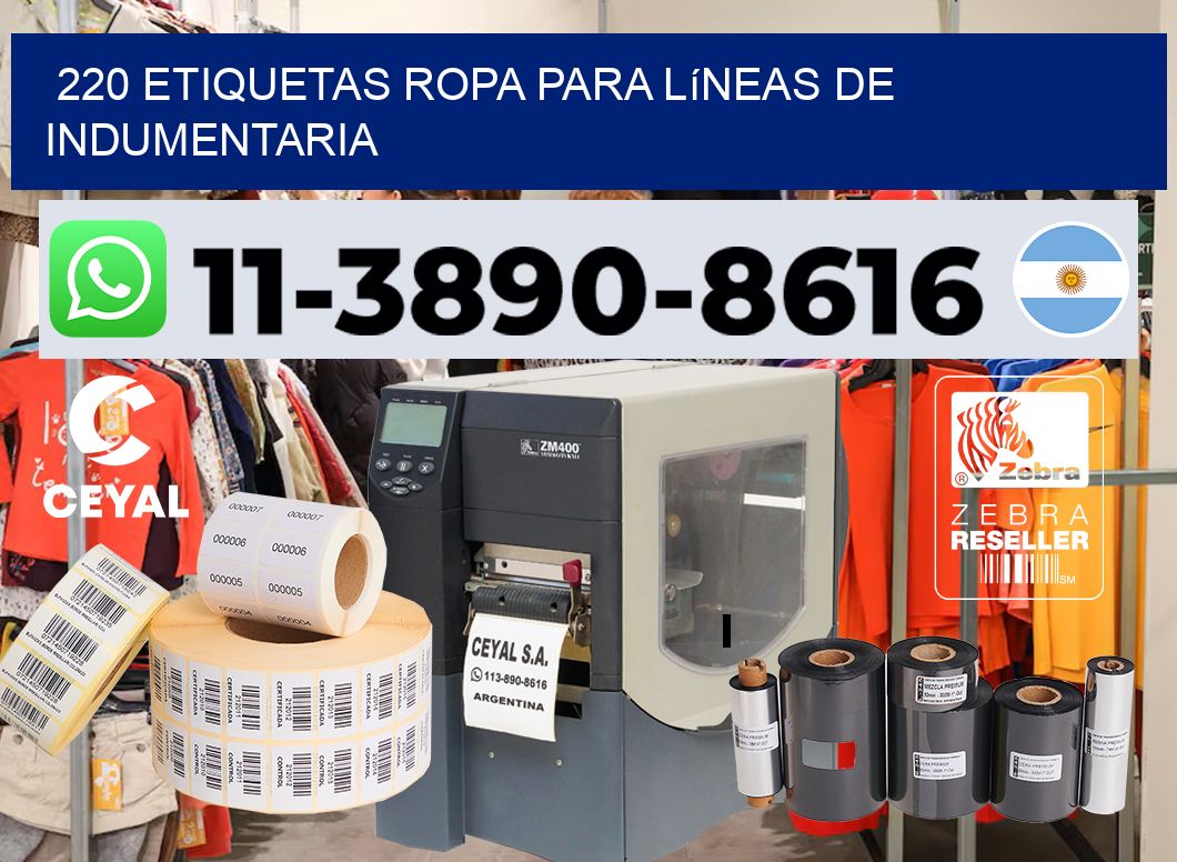220 Etiquetas ropa para líneas de indumentaria