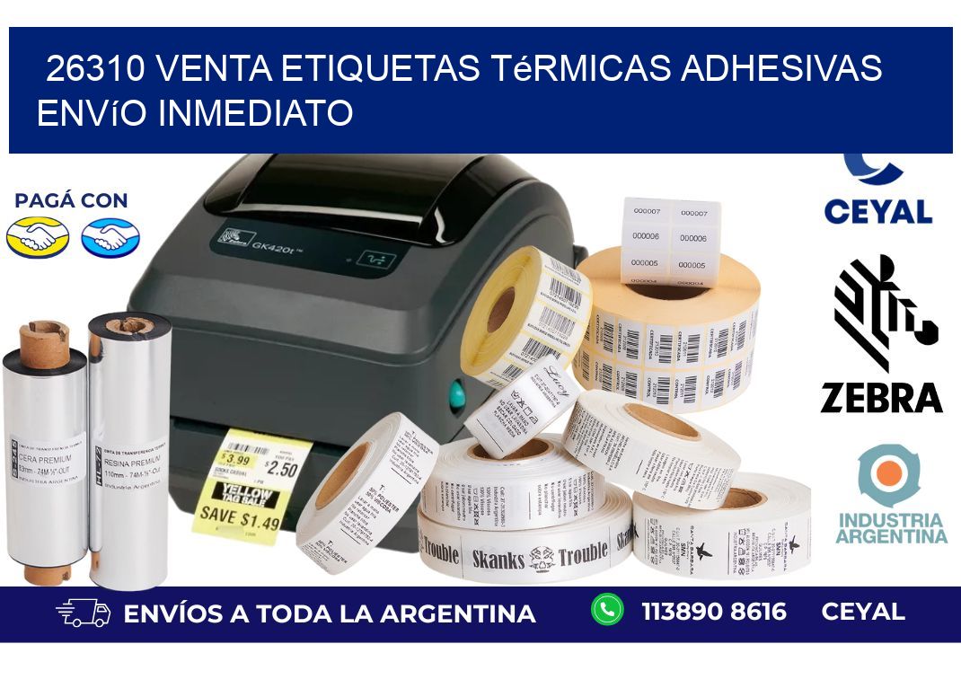 26310 venta etiquetas térmicas adhesivas envío inmediato