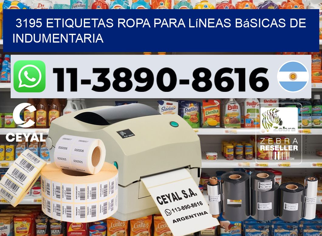3195 Etiquetas ropa para líneas básicas de indumentaria