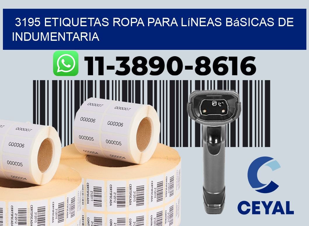 3195 Etiquetas ropa para líneas básicas de indumentaria