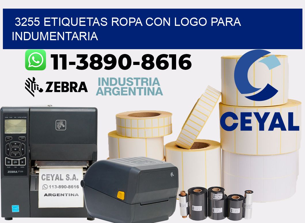 3255 Etiquetas ropa con logo para indumentaria