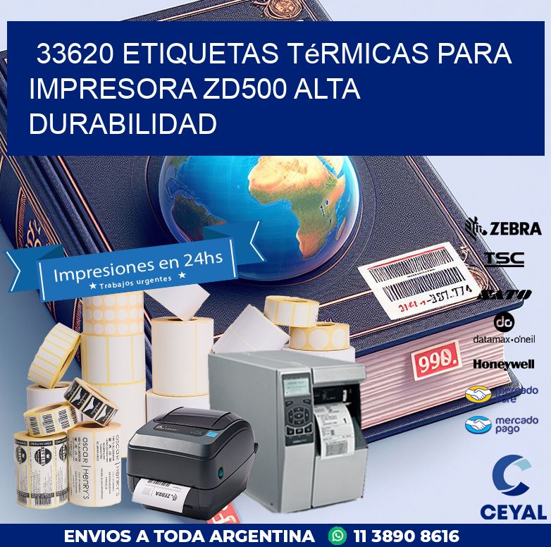 33620 etiquetas térmicas para impresora zd500 alta durabilidad