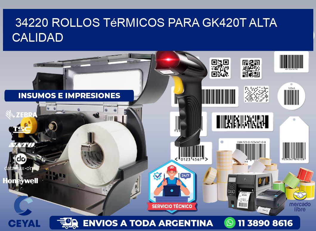 34220 rollos térmicos para gk420t alta calidad