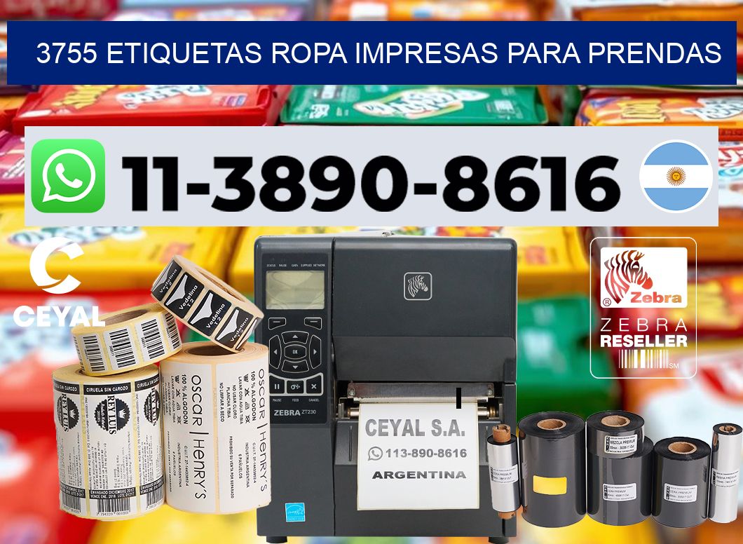 3755 Etiquetas ropa impresas para prendas