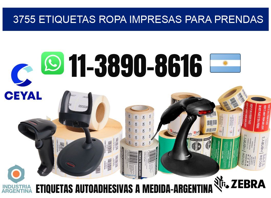 3755 Etiquetas ropa impresas para prendas