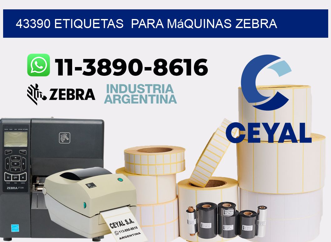43390 etiquetas  para máquinas Zebra