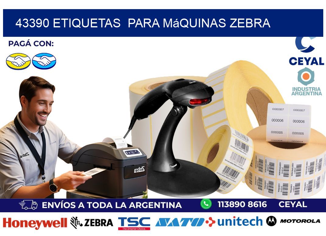 43390 etiquetas  para máquinas Zebra