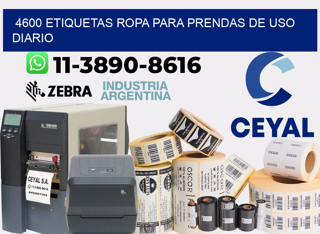 4600 Etiquetas ropa para prendas de uso diario