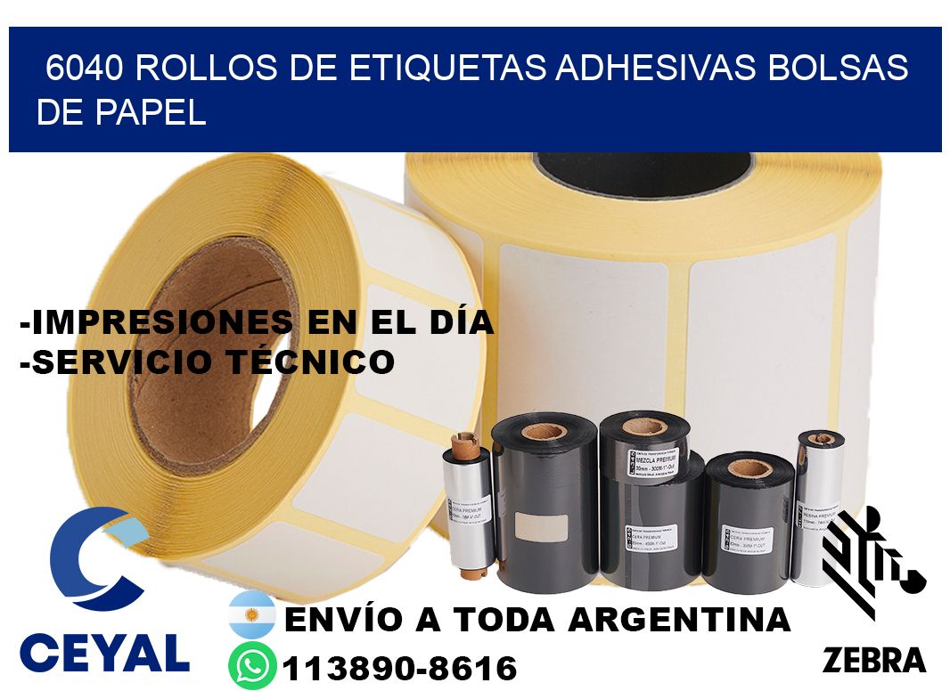 6040 rollos de etiquetas adhesivas bolsas de papel