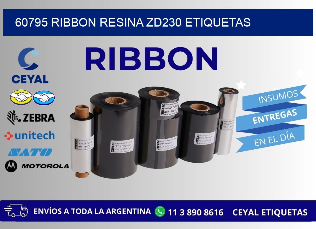 60795 ribbon resina zd230 etiquetas