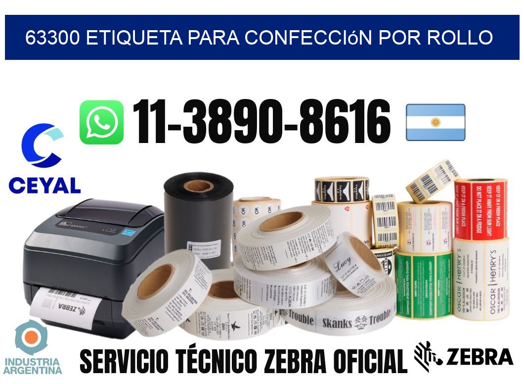 63300 etiqueta para confección por rollo