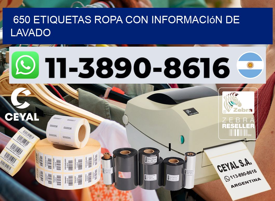 650 Etiquetas ropa con información de lavado