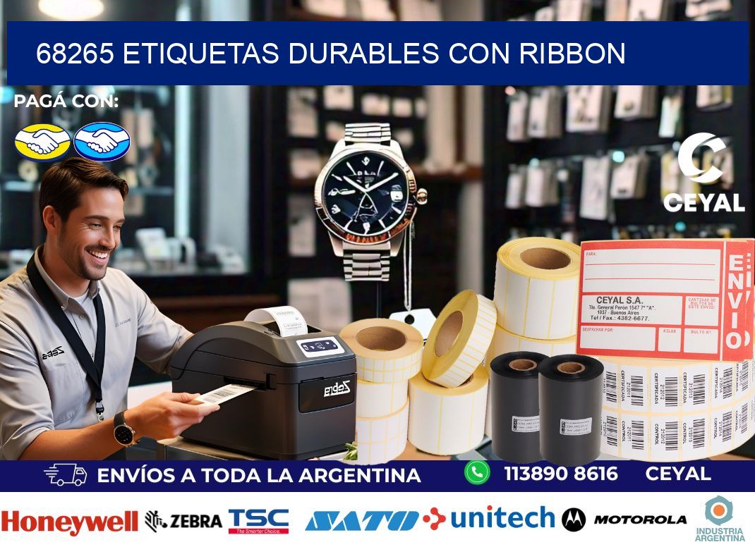 68265 etiquetas durables con ribbon