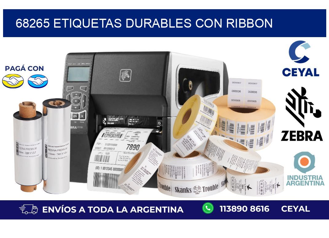 68265 etiquetas durables con ribbon