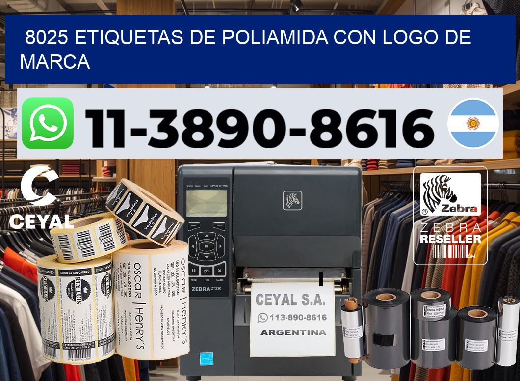 8025 Etiquetas de poliamida con logo de marca